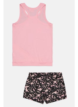 PUMA Kids Girl 2 Pieces Sportswear Fit Brand Logo Top and Short Set,  Pink  - Image 2