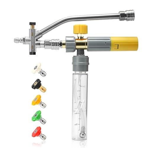 M MINGLE Mini Foam Cannon for Pressure Washer, Magnetic Foam Cannon with Dual Connector, Undiluted Foam Blaster with 5 Nozzle Tips, 1/4 Inch Quick Connect - Image 1