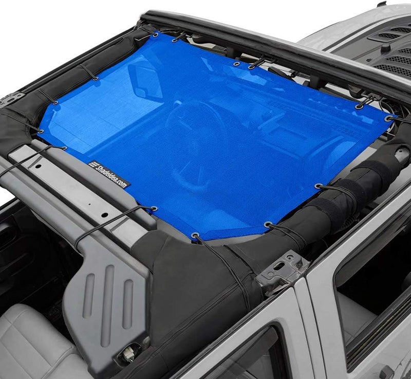 Shadeidea JK Sun Shade Top for Jeep Wrangler JKU (2007-2018) - Blue Soft Mesh Roof Cover - Image 1