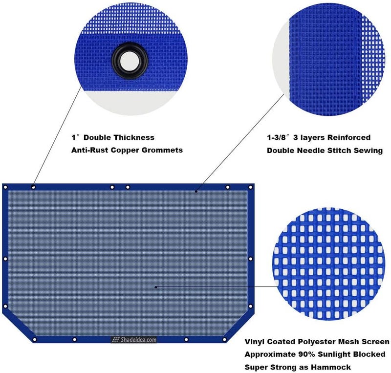 Shadeidea JK Sun Shade Top for Jeep Wrangler JKU (2007-2018) - Blue Soft Mesh Roof Cover - Image 4