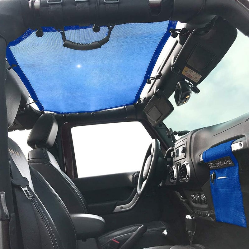 Shadeidea JK Sun Shade Top for Jeep Wrangler JKU (2007-2018) - Blue Soft Mesh Roof Cover - Image 2