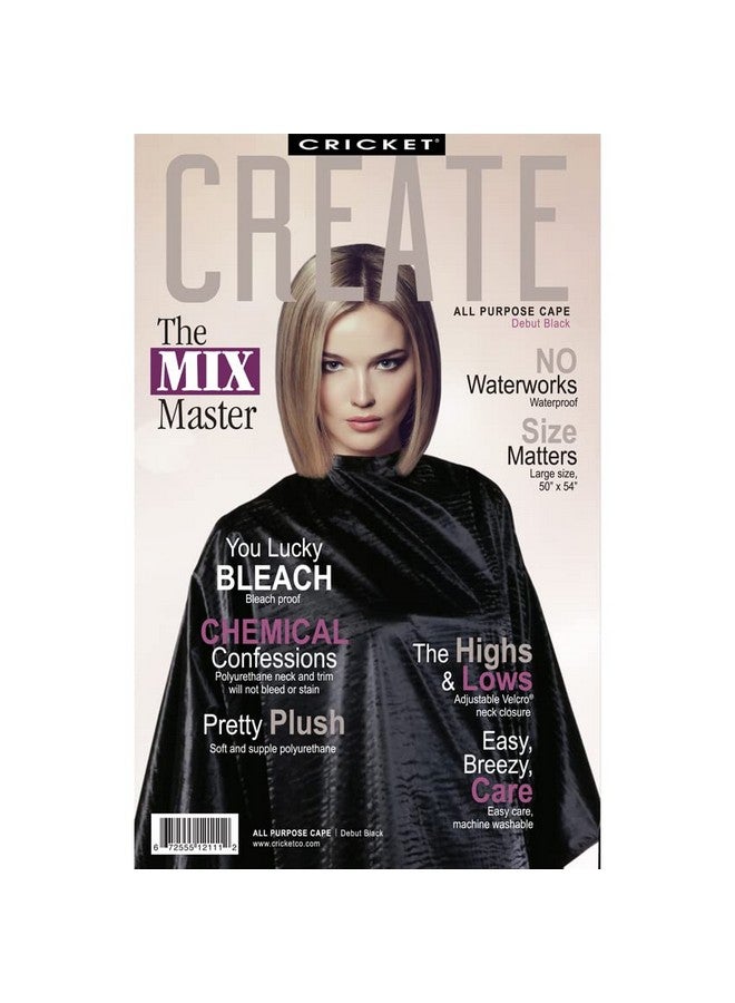 Cricket Debut All Purpose Hairstylist Cape For Professional Salon Barbershop Clients Hook & Loop Neck Closure Black - Image 3