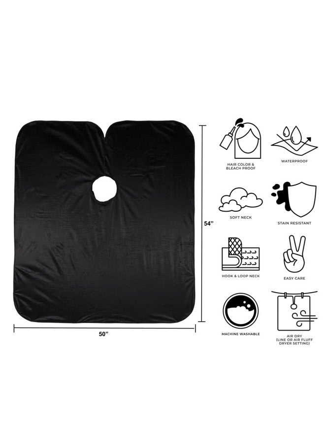 Cricket Debut All Purpose Hairstylist Cape For Professional Salon Barbershop Clients Hook & Loop Neck Closure Black - Image 2