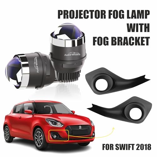 Audio Wheels 3" LED Projector Fog Lamp with Cover - 120W, Tri-Color (White/Warm/Yellow) | with Blue Tint Film | 12V/24V Fog Light for Car & Vehicle Modification | For Maruti Suzuki Swift 2018 - Image 2