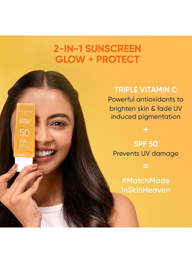 Dot & Key - Dot and Key Vitamin C and E Super Bright Sunscreen SPF 50 PA Enhances Skin Glow and Radiance 50 g - Image 1