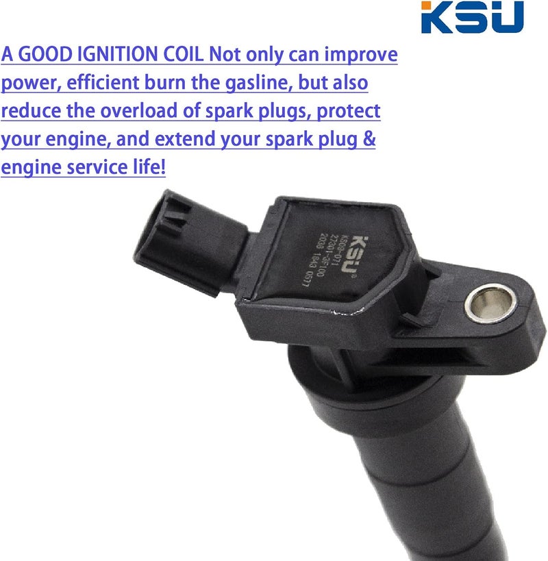 KSU Pack of 4 Ignition Coils pack Compatible with Hyundai Santa Fe Sonata Genesus coupe Tucson Kia Forte Forte5 Koup Rondo Sorento Sportage Optima 273002G000 27300-3F100 - Image 3