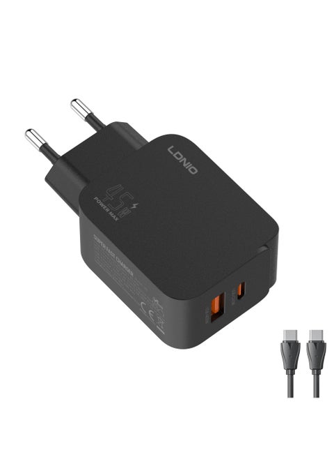 LDNIO Charger PD 45W USB-A+USB-C Super Fast Charger Support PD3.0/PPS/QC4+/QC3.0
