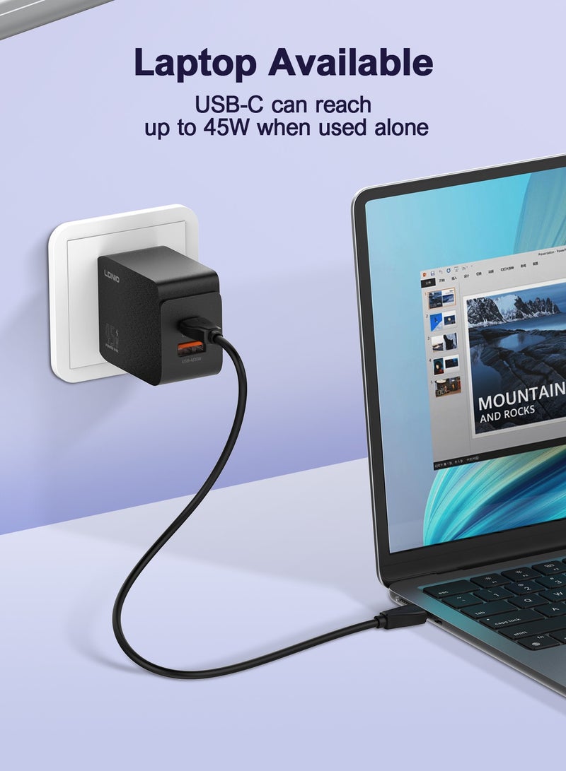 LDNIO Charger PD 45W USB-A+USB-C Super Fast Charger Support PD3.0/PPS/QC4+/QC3.0