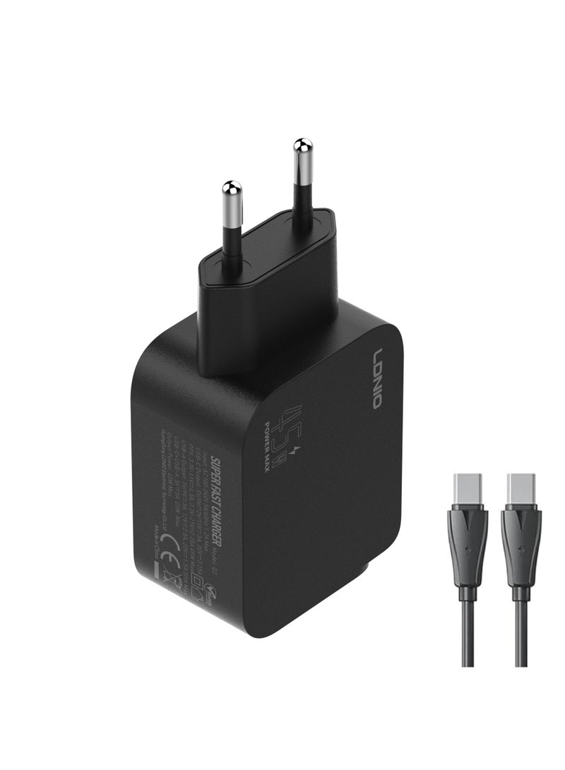 LDNIO Charger PD 45W USB-A+USB-C Super Fast Charger Support PD3.0/PPS/QC4+/QC3.0