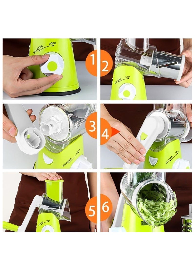 3 in 1 Multifunctional Vegetable Slicer Green/White  - Image 3