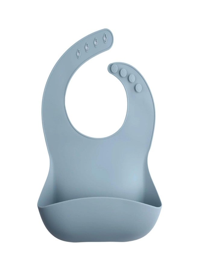 LISHER Ornaments Silicone Baby Feeding Bib Waterproof Adjustable Toddler Bib with Food Catcher Pocket BPA Free Feeding Baby Eating Bibs for Infants Toddlers Dishwasher Safe Reusable Weaning Bibs-Blue - Image 1