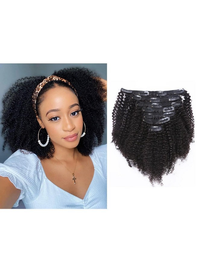 Lacer Afro Kinky Curly Clip In Human Remy Hair Extensions Brazilian Curly Clips Hair Extensions 4B 4C 8A Virgin Thick Natural Black Color Clip On For Black Women 1022 Inch (10 Inch Ac 1B) - Image 1