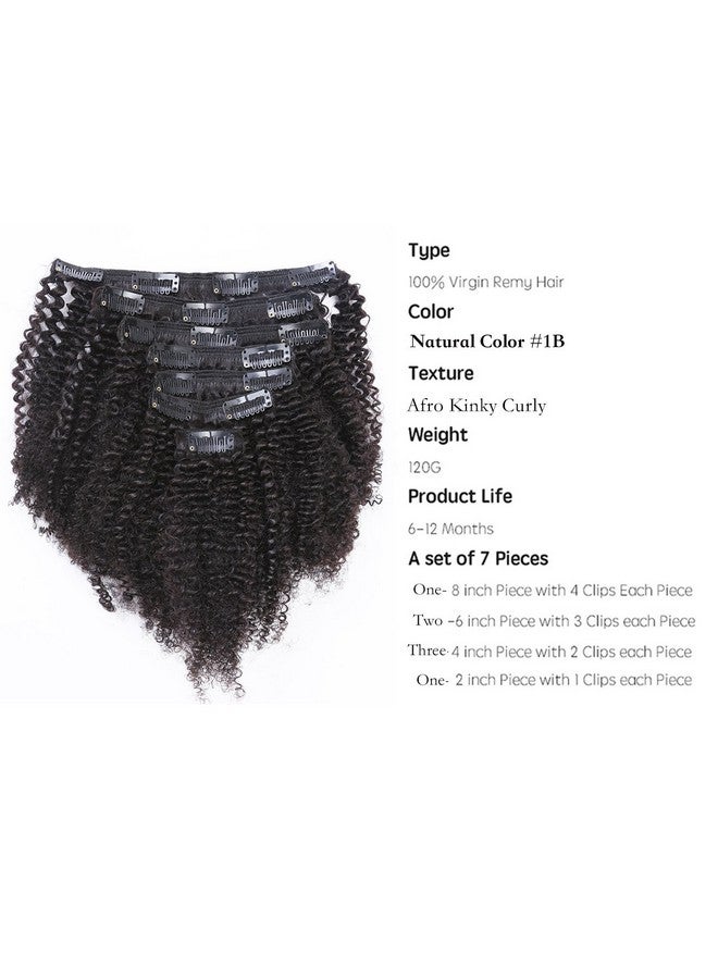 Lacer Afro Kinky Curly Clip In Human Remy Hair Extensions Brazilian Curly Clips Hair Extensions 4B 4C 8A Virgin Thick Natural Black Color Clip On For Black Women 1022 Inch (10 Inch Ac 1B) - Image 4