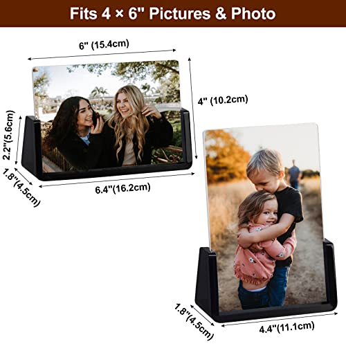 Boxalls 2 Pack Acrylic Picture Frames 4x6 with Translucent Black Base Stand, Frameless Photo Frame for Tabletop or Desktop Display (Horizontal + Vertical) - Image 4