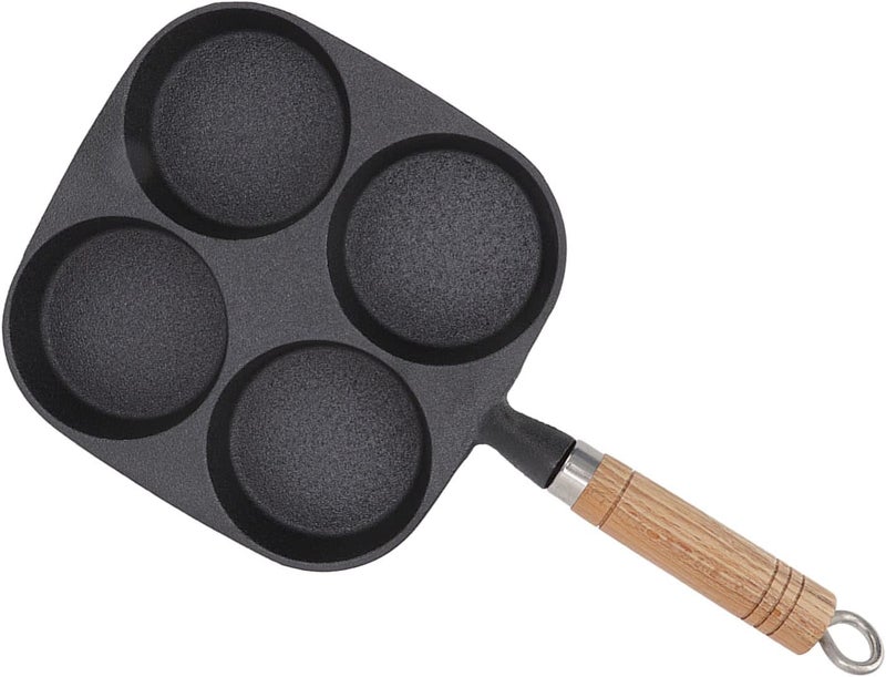 SUNGOOYUE Egg Pan, 4 Cup Nonstick Cast Iron Egg Frying Pan for Pancakes Omelettes and Burgers, with Easy and Even Heating, Suitable for Gas Electric and Induction Cooktops - Image 2