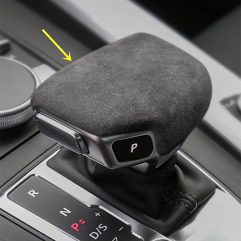 Sport Style Carbon Fiber Print Gear Shift Knob Cover Trim for Audi A4 B9 A5 Q5 Q7 S4 S5 SQ5 2017 2018 2019 Suede