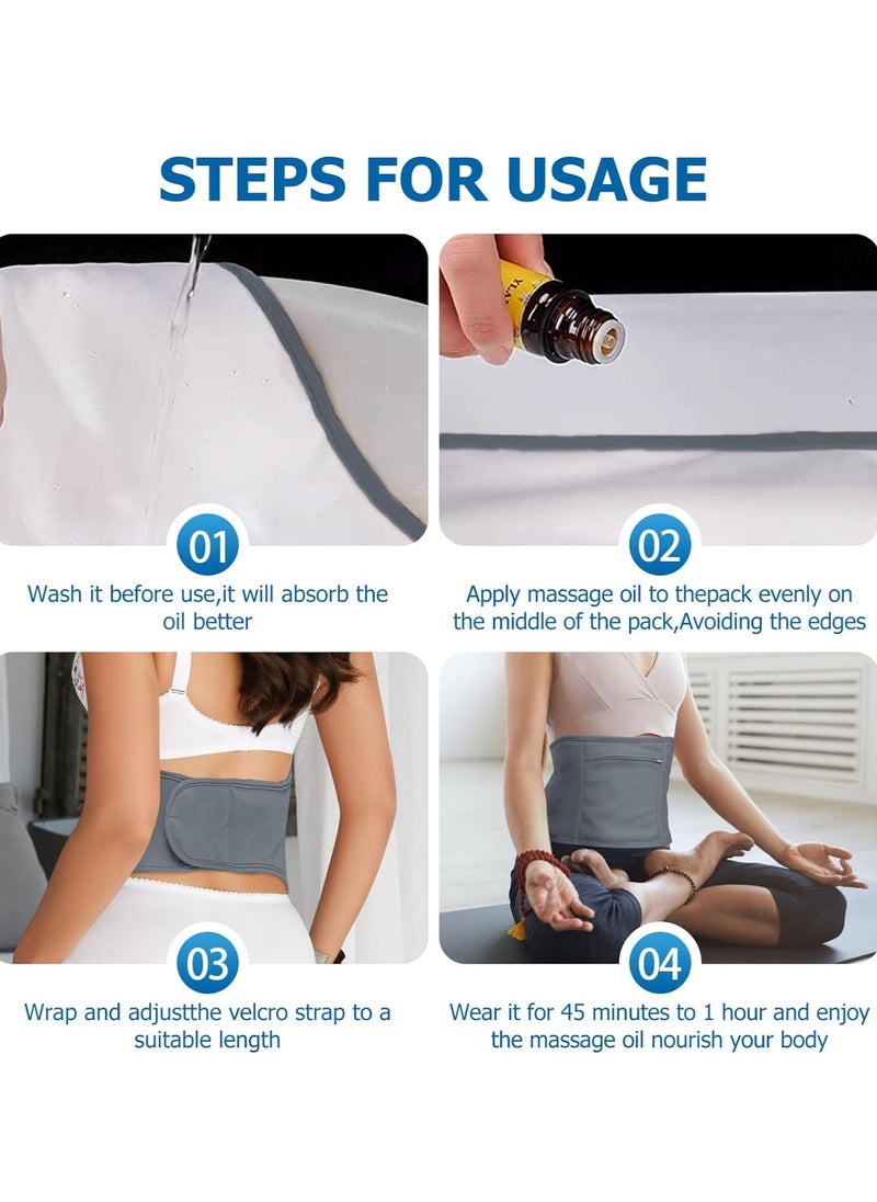 GUDOO - 4 Pack Castor Oil Pack for Knee Neck and Abdomen Reusable Compress Castor Oil Pack Wrap for Abdomen with Adjustable Elastic Strap Flannel Cotton Machine Washable Anti Oil Leak - Image 1
