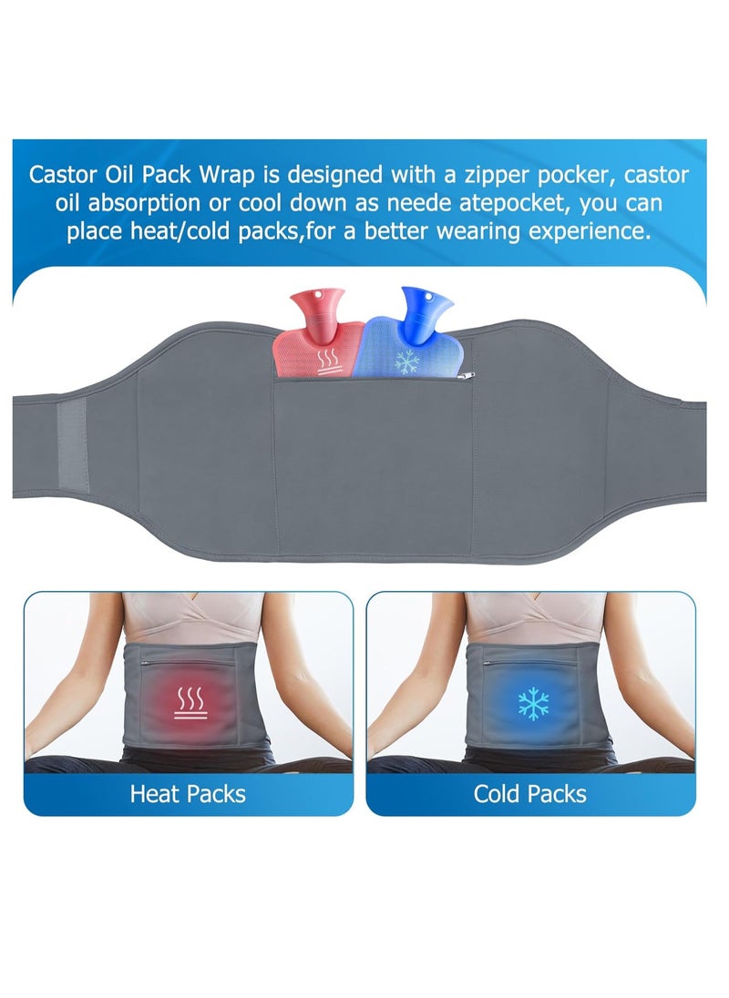 GUDOO - 4 Pack Castor Oil Pack for Knee Neck and Abdomen Reusable Compress Castor Oil Pack Wrap for Abdomen with Adjustable Elastic Strap Flannel Cotton Machine Washable Anti Oil Leak - Image 1