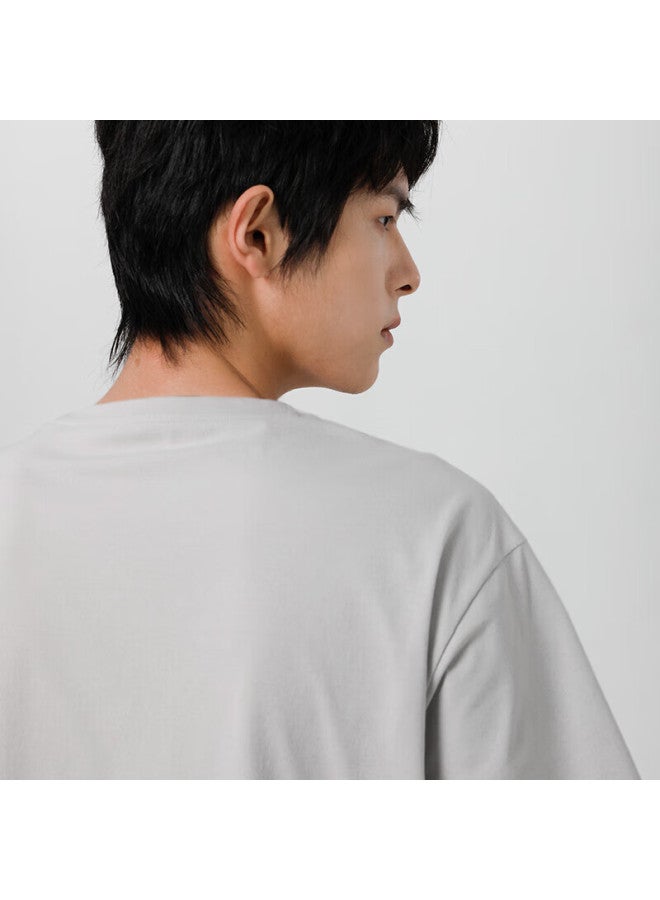 Markless [simple Quick-dry] Men's Short-sleeve Summer Sports T-shirt, Loose Round Neck Top, Txb3642m, Gray, M - Image 2