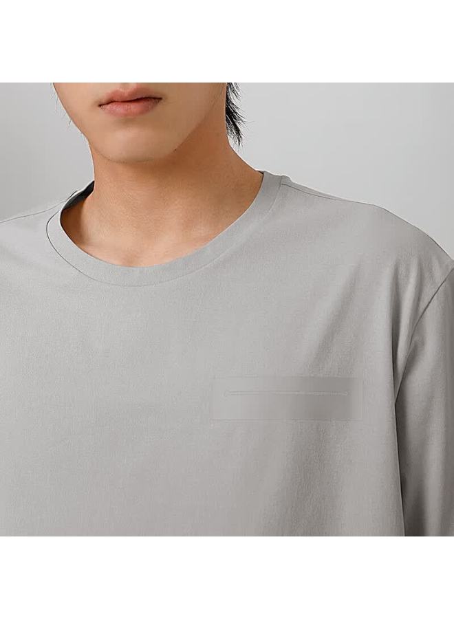 Markless [simple Quick-dry] Men's Short-sleeve Summer Sports T-shirt, Loose Round Neck Top, Txb3642m, Gray, M - Image 1