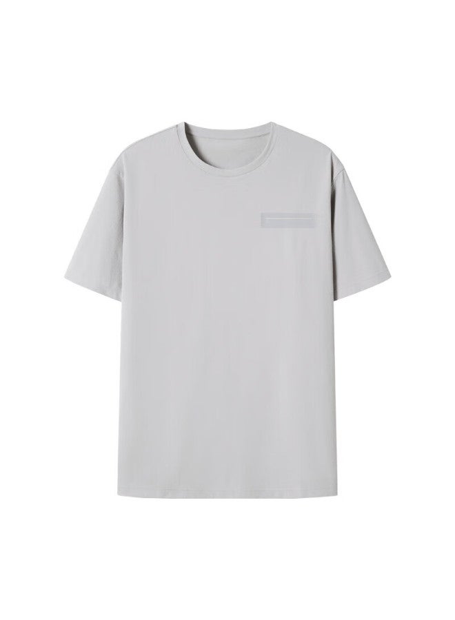 Markless [simple Quick-dry] Men's Short-sleeve Summer Sports T-shirt, Loose Round Neck Top, Txb3642m, Gray, M - Image 3