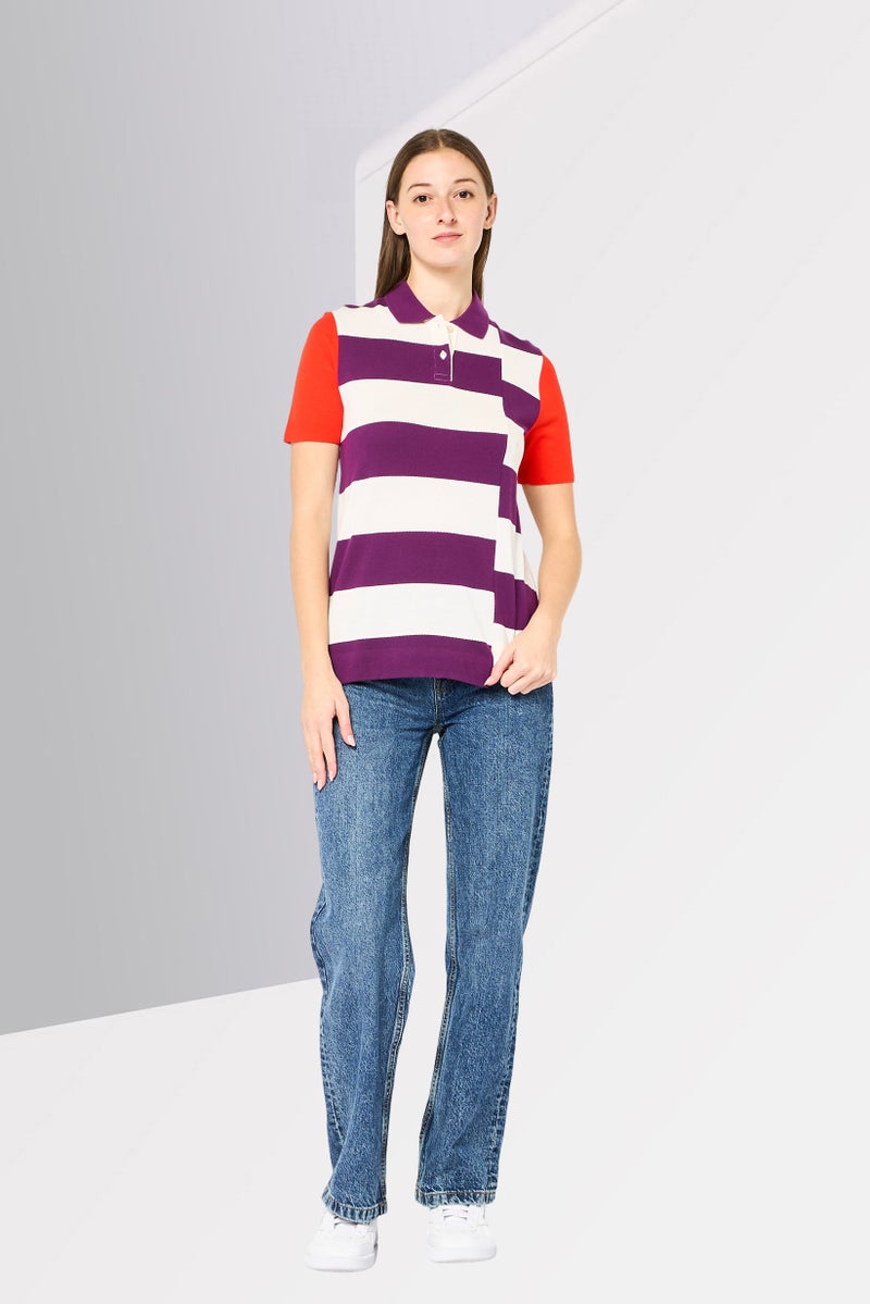 LACOSTE Women Regular Fit Embroidered Logo Short Sleeve Polo Shirt, Multicolor - Image 2
