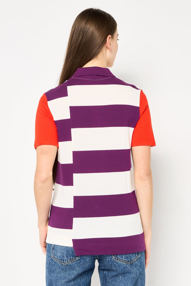 LACOSTE Women Regular Fit Embroidered Logo Short Sleeve Polo Shirt, Multicolor - Image 4