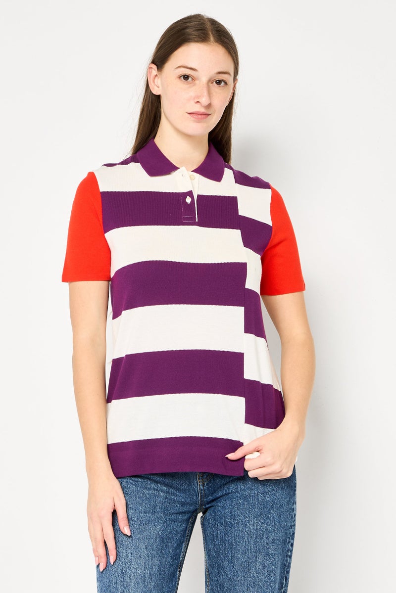 LACOSTE Women Regular Fit Embroidered Logo Short Sleeve Polo Shirt, Multicolor - Image 1