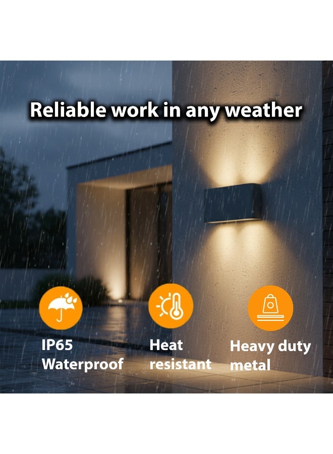 ALFRIDAY Outdoor LED Up/Down Wall Light, IP65 Waterproof, Dual 6W 3000K Warm White, Modern Rectangular Sconce in Gray Aluminum for Balcony, Patio & Façade - Image 5