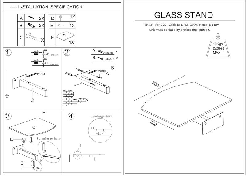 ZIPP Z D 1 G Home 1 Tier Black Floating Shelf Tempered Glass - Image 2
