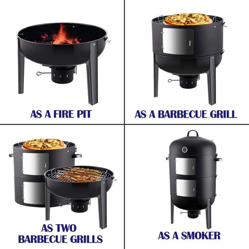 Realcook Charcoal BBQ Smoker Grill - 20 Inch Vertical Smoker for Outdoor Cooking Grilling - Image 2