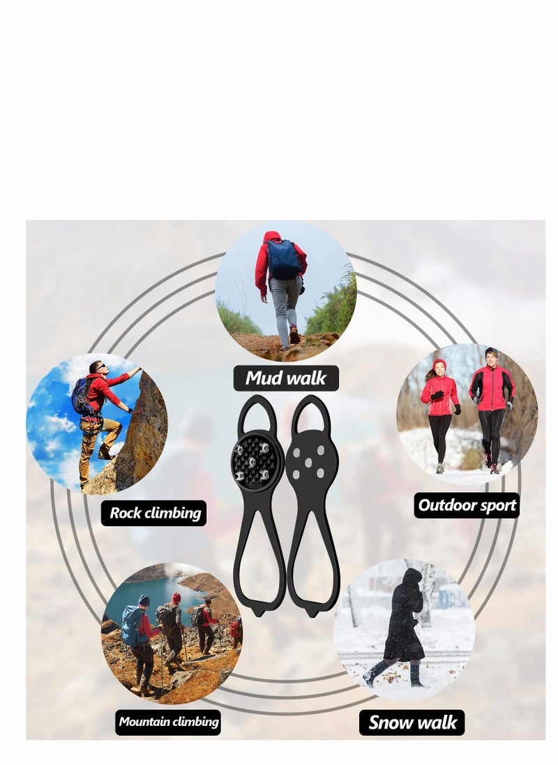 Generic 2 Pairs Non-Slip Gripper Spikes Claw, Universal Ice Non-Slip Shoe Spikes, Anti-Skid Snow Ice Shoe Spikes with 5 Tooth Steel Nails for Hiking, Mountaineering, Skiing, Walking Shoes, Boots  - Image 5