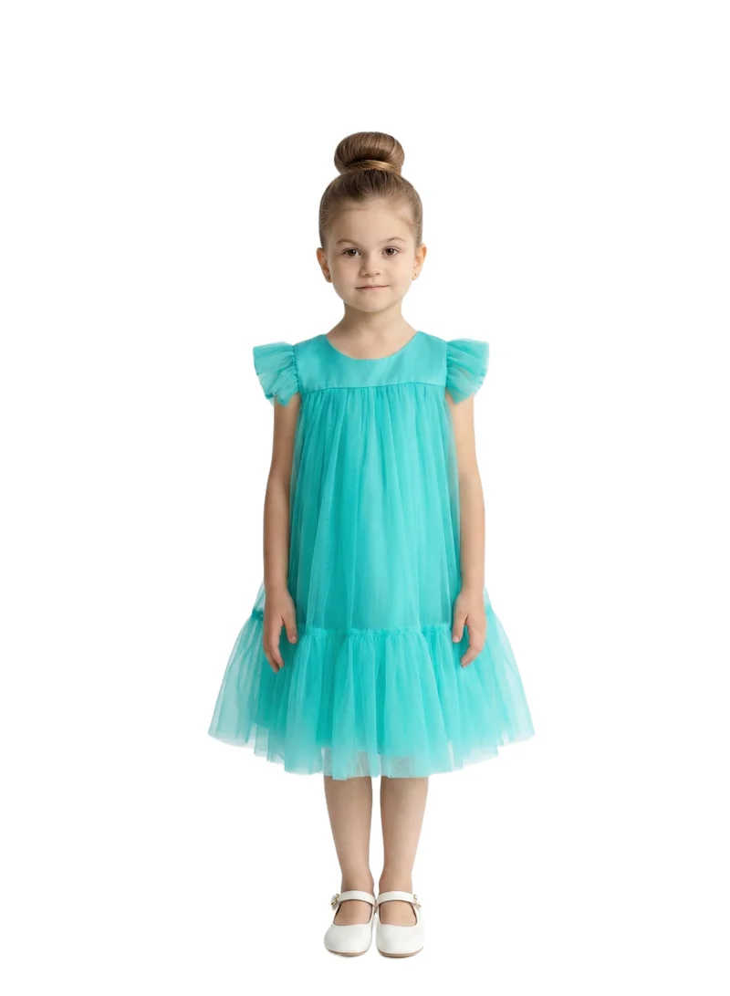 Bidani Tulle Flutter Sleeve Party Dress - Mint Green