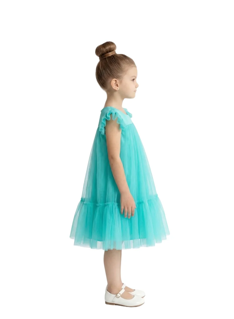 Bidani Tulle Flutter Sleeve Party Dress - Mint Green
