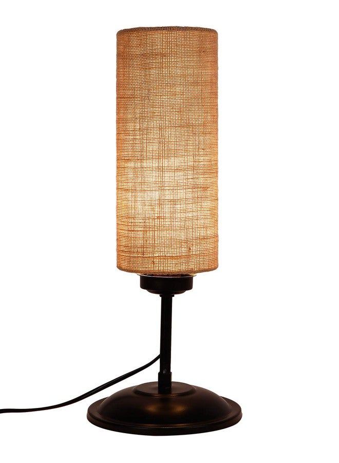 Devansh Cylindrical Beige Jute Shade Table Lamp with Black Base (Size : 6.75x6.75x16.1 Inches) - Image 4