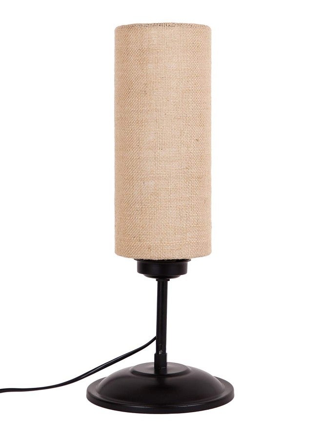 Devansh Cylindrical Beige Jute Shade Table Lamp with Black Base (Size : 6.75x6.75x16.1 Inches) - Image 5