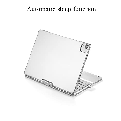 HENGHUI 360 Rotatable Keyboard Case for iPad Air 5th 4th Generation 2022/2020, iPad Pro 11 inch 4th 3rd 2nd Gen Backlight Keyboard with Trackpad, Bluetooth Foldable Keyboard Cover (Silver) - Image 4