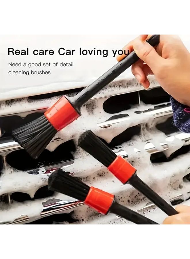 Set Of 5 Black Motorcycle Wheel Hub Fine Tuning Brushes Tire Rim Cleaning Tool For Car Washing And Cleaning - Image 1