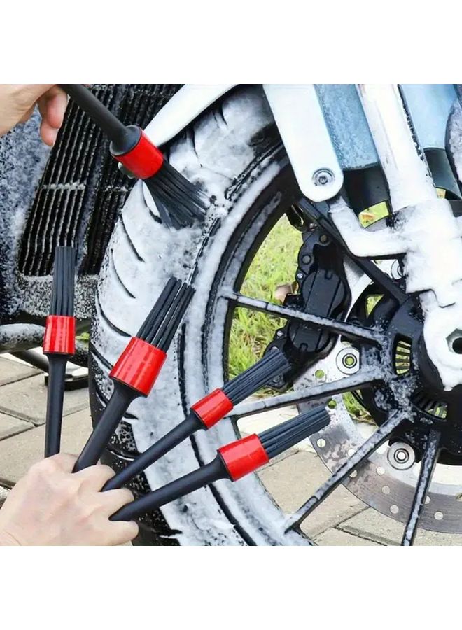 Set Of 5 Black Motorcycle Wheel Hub Fine Tuning Brushes Tire Rim Cleaning Tool For Car Washing And Cleaning - Image 5