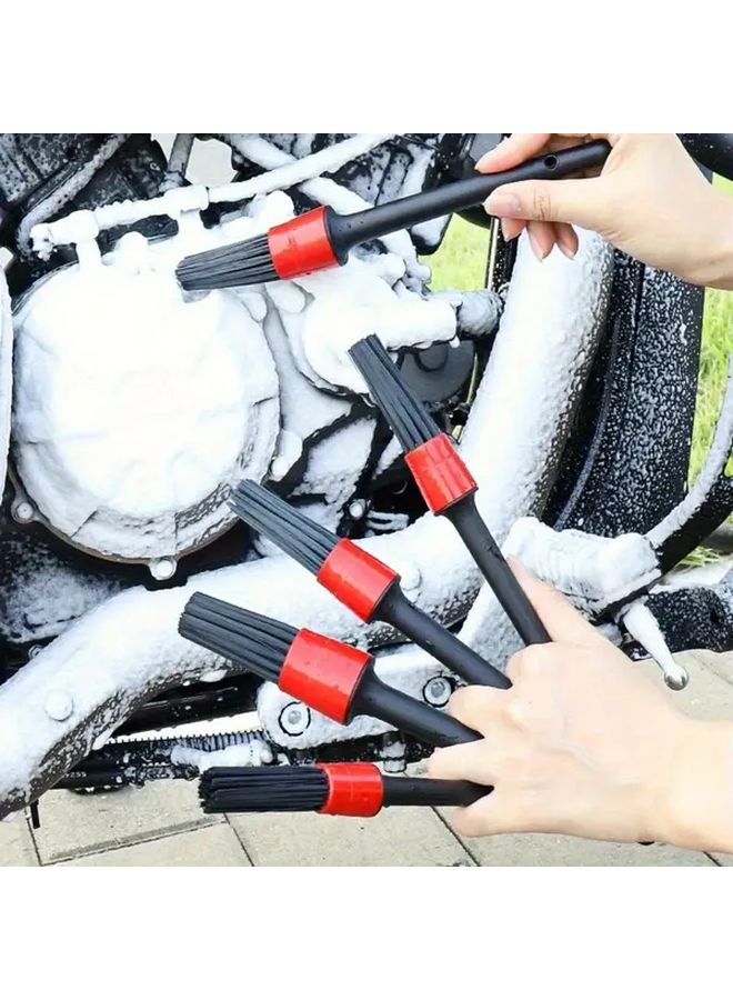 Set Of 5 Black Motorcycle Wheel Hub Fine Tuning Brushes Tire Rim Cleaning Tool For Car Washing And Cleaning - Image 3