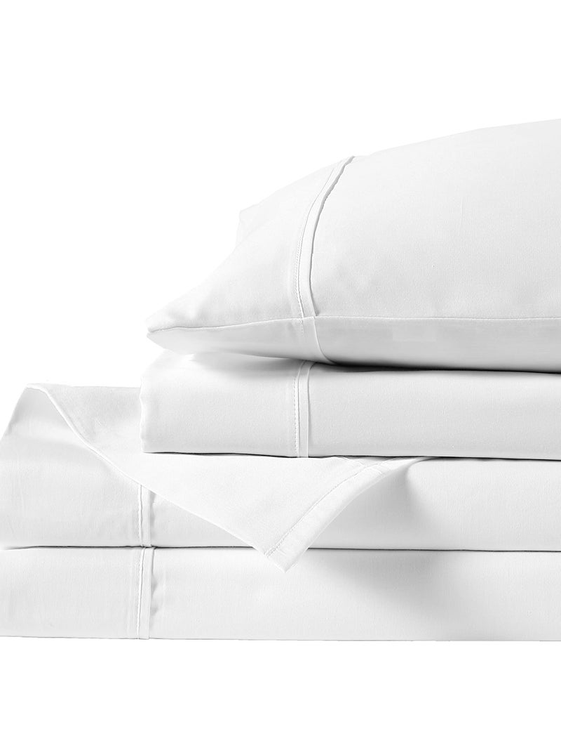 Anne Klein Reverie 100% Cotton Solid Sheet Set, Twin, White - Image 1