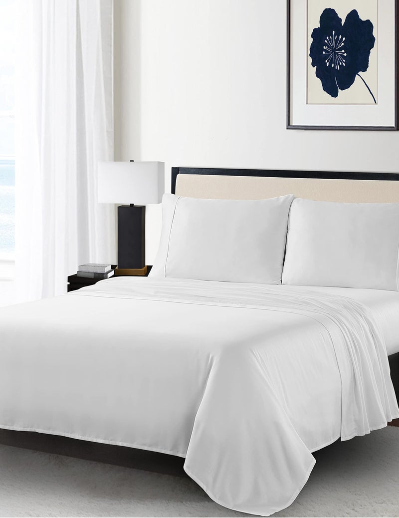 Anne Klein Reverie 100% Cotton Solid Sheet Set, Twin, White - Image 4