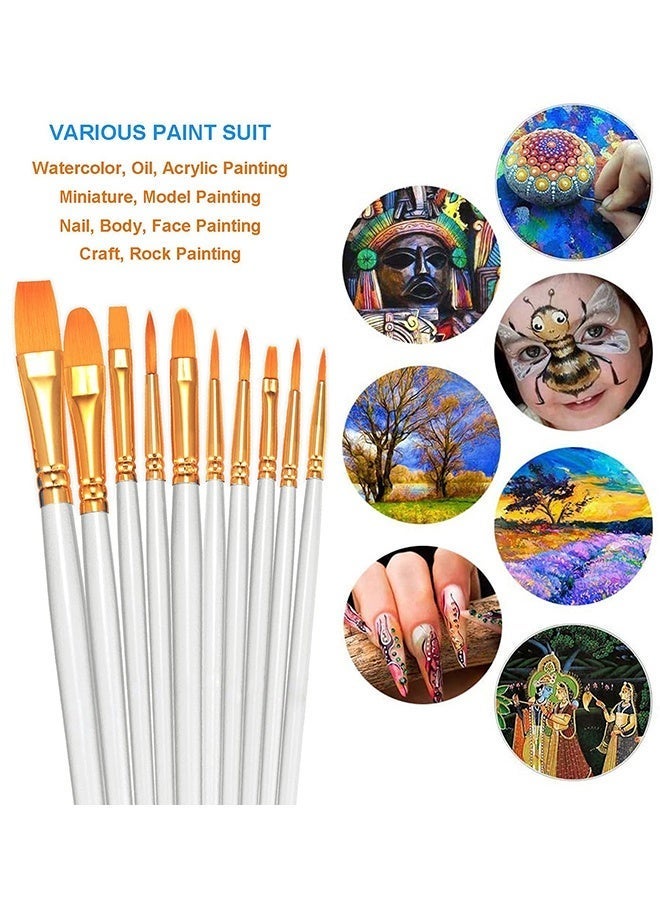 BOFAN 4 Pack 40 Pcs Round-Pointed Tip Paintbrushes Nylon Hair Artist Acrylic Paint Brushes for Acrylic Oil Watercolor, Face Nail Art, Miniature Detailing & Rock Painting,(Black&White） - Image 3
