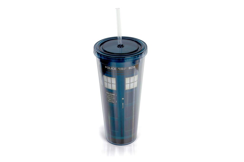 Doctor Who TARDIS 22 Oz Acrylic Travel Tumbler With Lid  Straw  DoubleWalled BPAFree Spillproof Cup Features Secure TwistOn Cap  Matching Straw