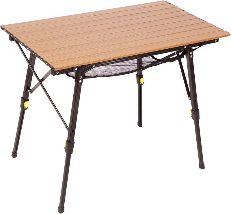 PORTAL Camping Table Portable Folding Table Ultra Lightweight Folding Camp Table 4 Adjustable Legs Aluminum Roll Up Table Top with Carry Bag for Outdoor Travel Backyards BBQ