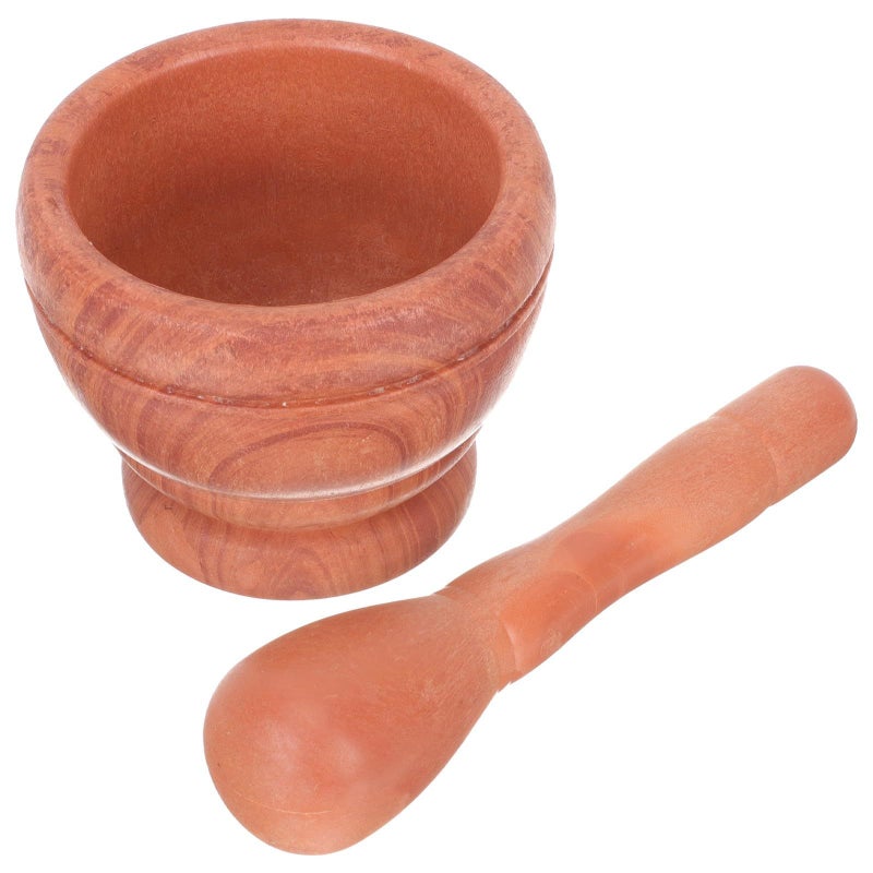 2 Pcs Garlic Pestle And Mortar Set Thickened Wooden Grain Grinding Bowls Manual Garlic Crusher Home Kitchen Seasoning Spice Grinding - Image 2