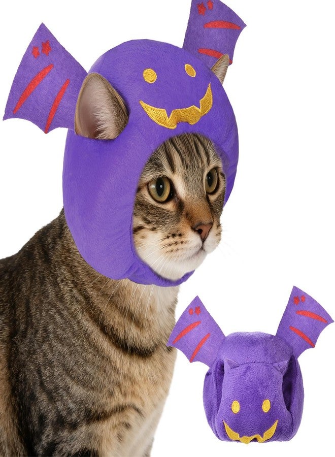 Habbiful Cat Halloween Costumes Halloween Bat Wing Hat for Dogs Cats Adjustable Cute Purple Bat Cap Festival Pet Head Dress Up Accessories for Halloween Puppy Kitten Cosplay Costume Gifts - Image 1