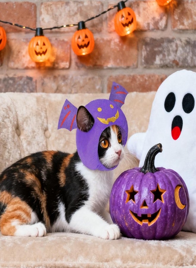 Habbiful Cat Halloween Costumes Halloween Bat Wing Hat for Dogs Cats Adjustable Cute Purple Bat Cap Festival Pet Head Dress Up Accessories for Halloween Puppy Kitten Cosplay Costume Gifts - Image 5