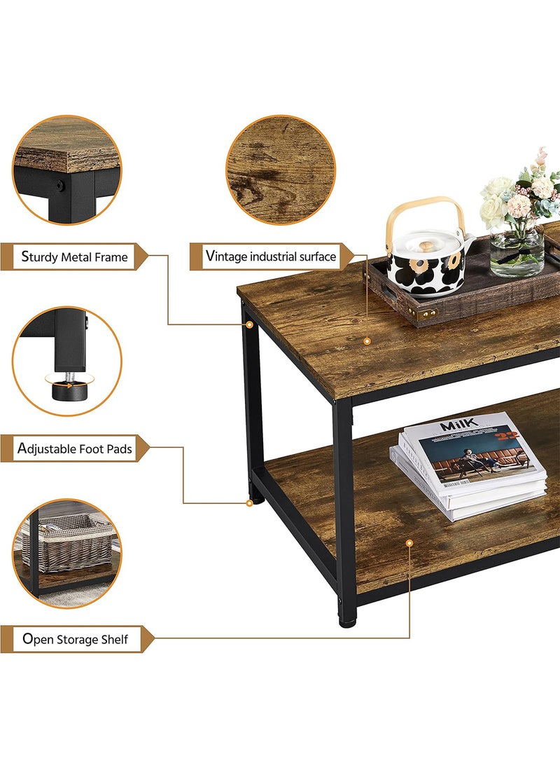 Sharpdo Living Room Furniture Double-Layer Coffee Table, Simple Tea Table 100*50*46CM - Image 4