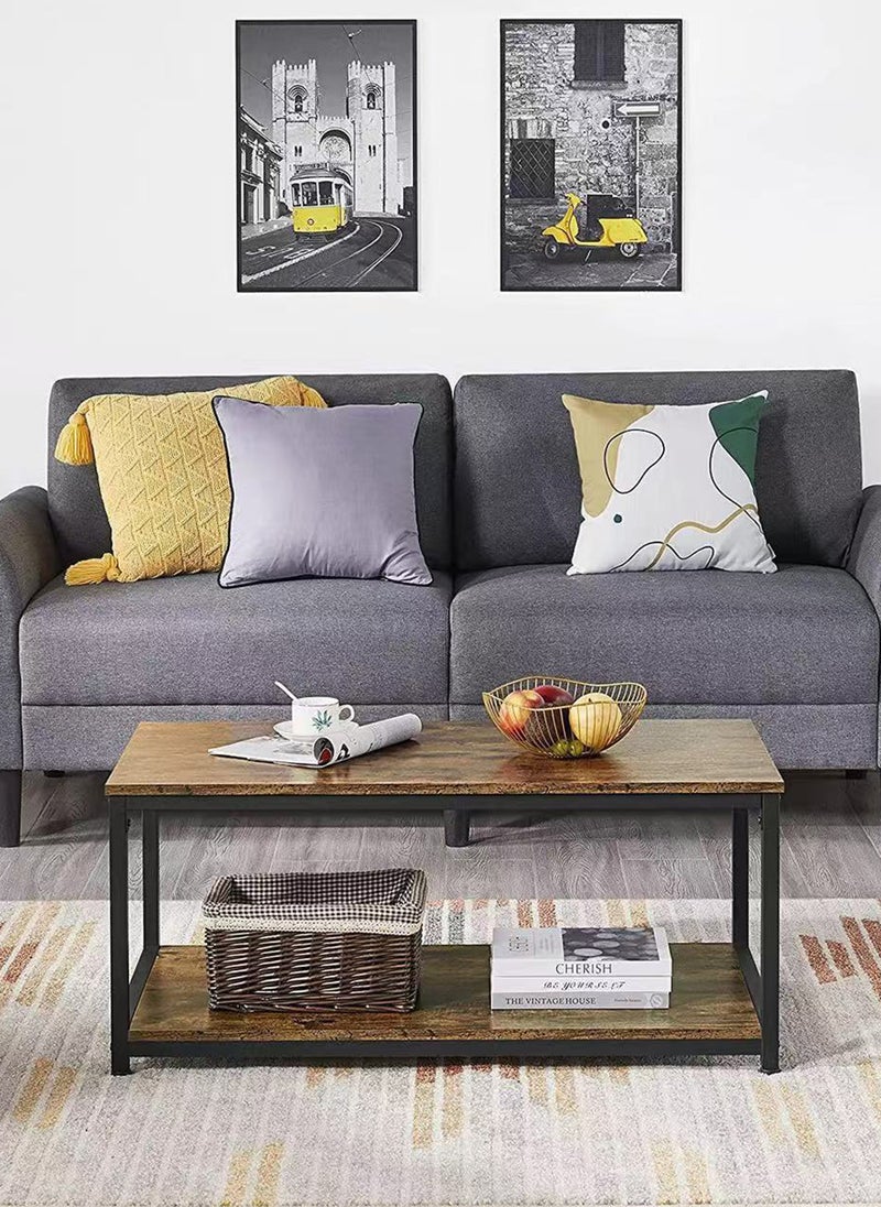 Sharpdo Living Room Furniture Double-Layer Coffee Table, Simple Tea Table 100*50*46CM - Image 1